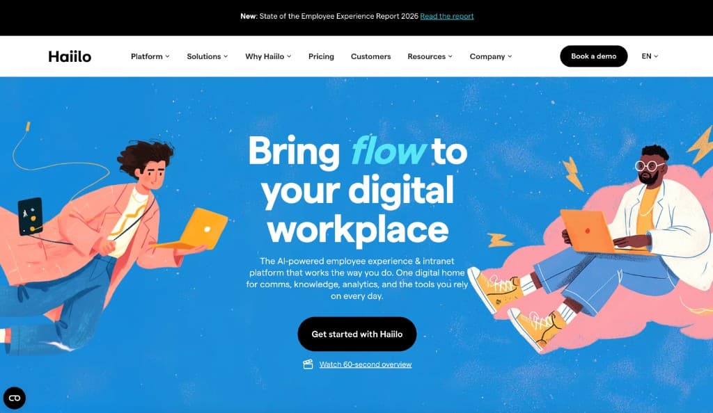 Haiilo (formerly Smarp) employee experience and digital workplace platform homepage